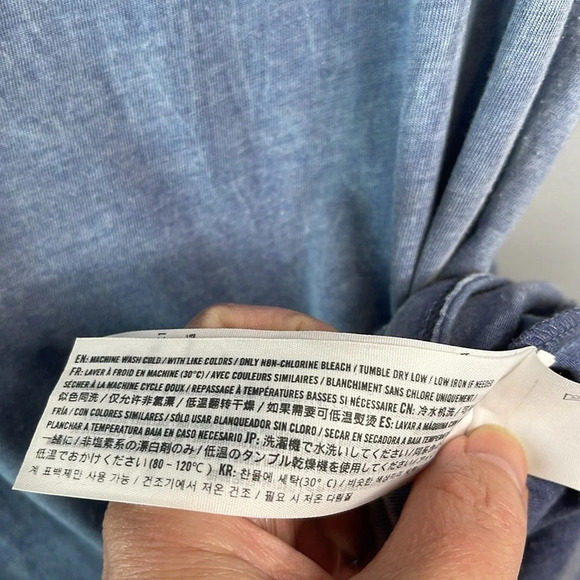 HOLLISTER Lace Up Tied T-Shirt Blue Short Sleeve Sunwashed M - Picture 8 of 10